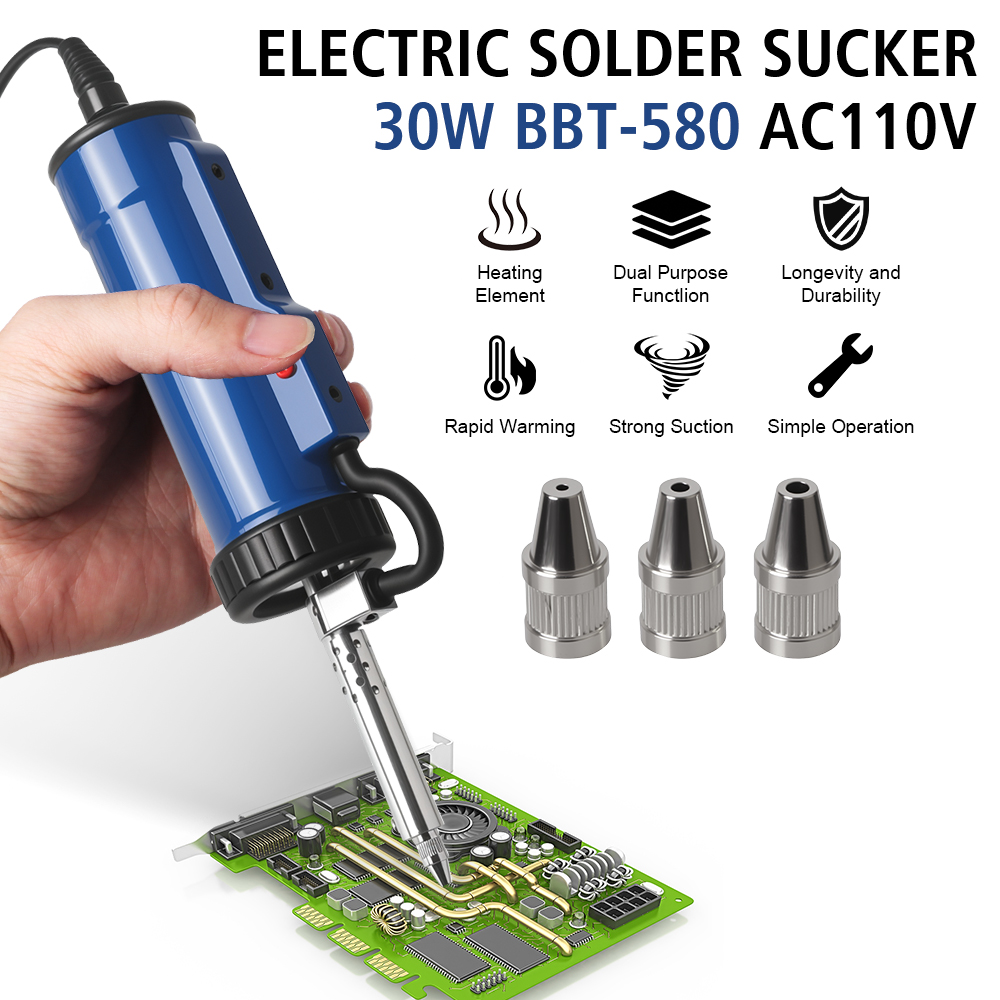 新しいはんだ除去機錫吸盤自動電気はんだ 3 吸引ノズルポータ - Desoldering Pump Electric Vacuum Station のレビューと価格